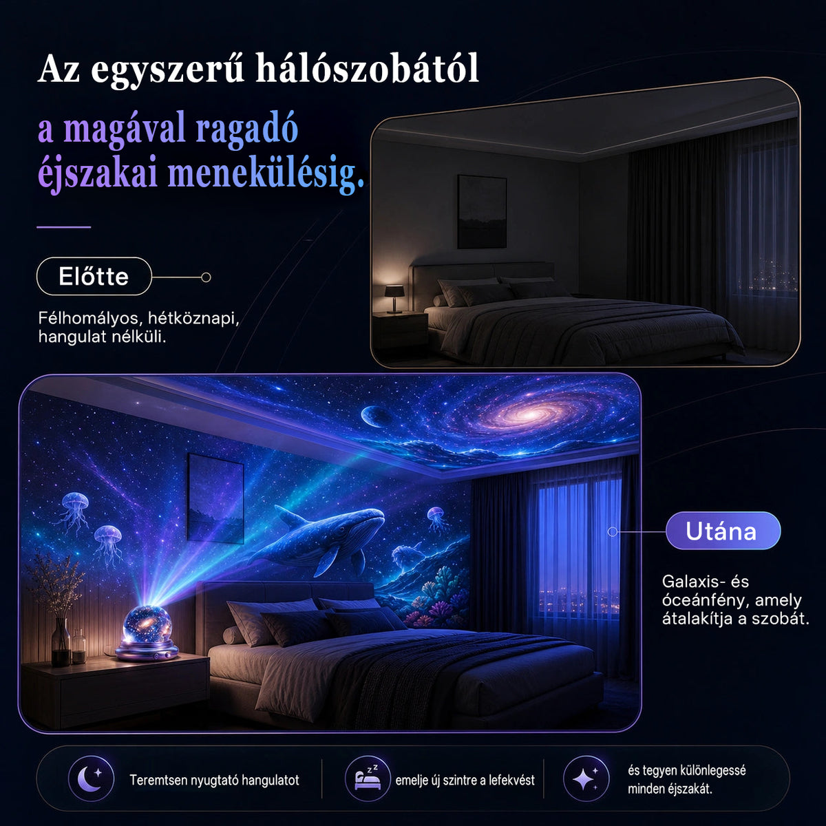 Billhol® ✨ Új generációs intelligens éjszakai fényprojektor – Dinamikus 5D holografikus látvány HD-minőségben🌺