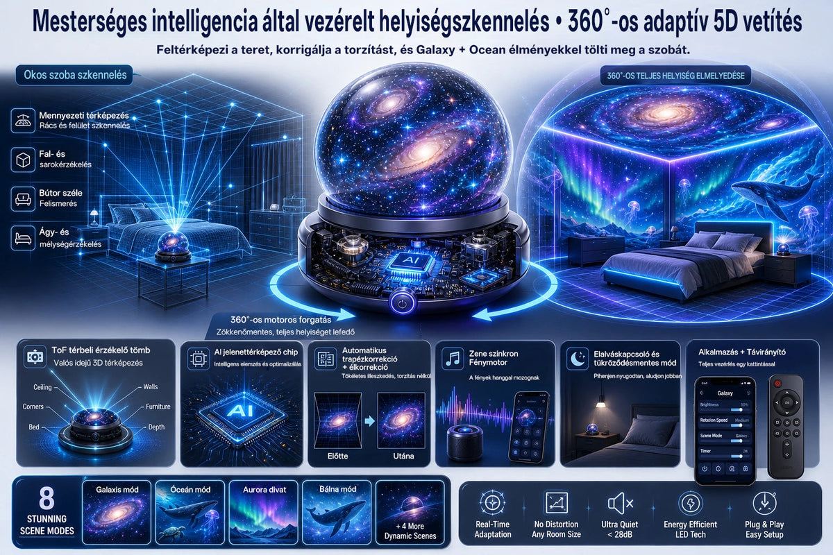 Billhol® ✨ Új generációs intelligens éjszakai fényprojektor – Dinamikus 5D holografikus látvány HD-minőségben🌺
