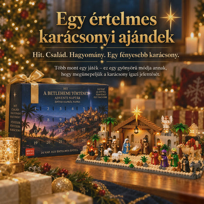 Billhol® Betlehemi adventi naptár építőkockákkal – 24 napos karácsonyi visszaszámlálás☁️