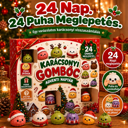 KARÁCSONYI KÜLÖNLEGESSÉG | 24 napos mini Squishy adventi naptár – minden nap egy aranyos meglepetéssel🐟️
