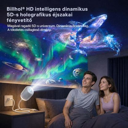 Billhol® 5D galaxisprojektor – Éjszakai fény és hangulatvilágítás a hálószobába, nappaliba és gyerekszobába🌌