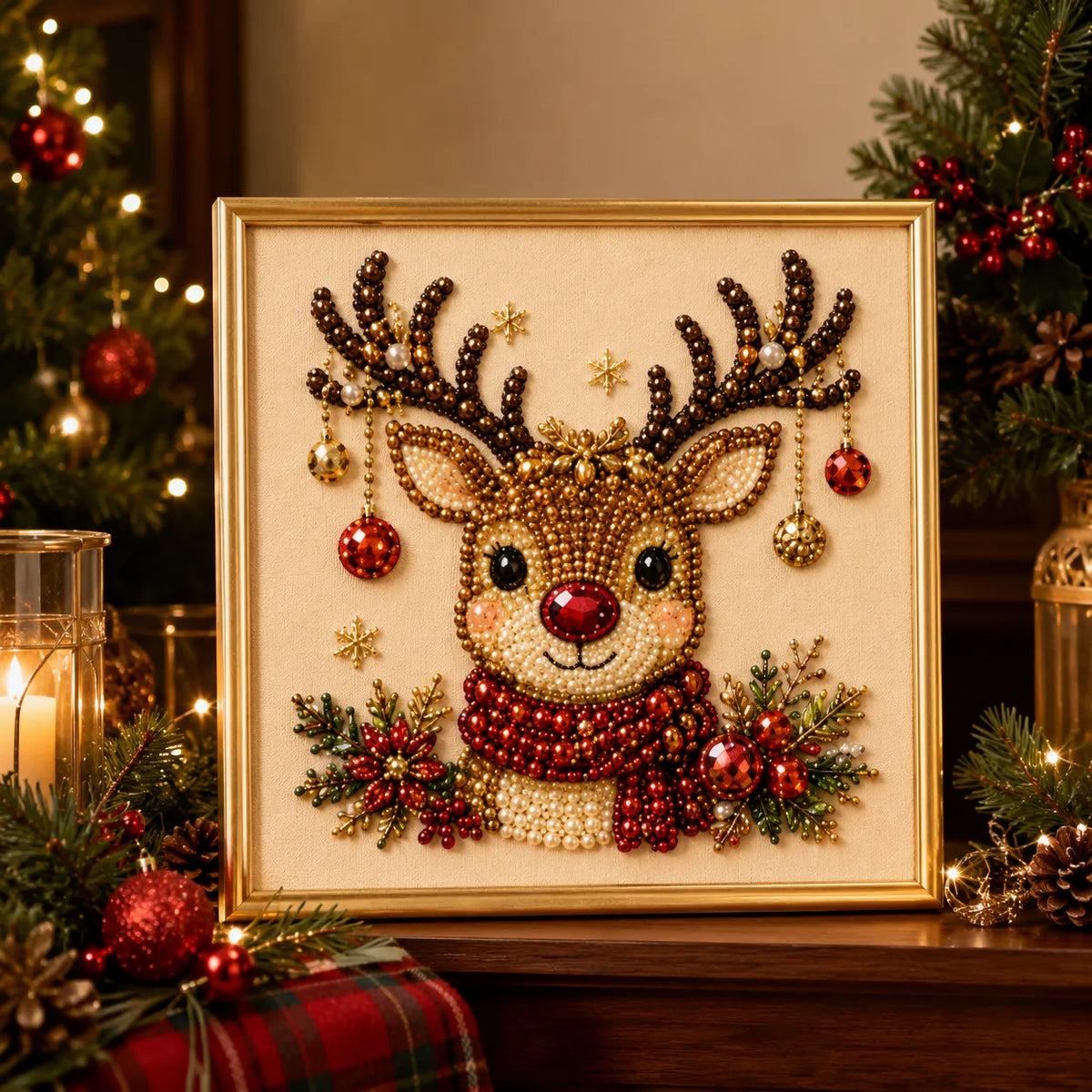 Karácsonyi gyöngyös gyémántfestő készlet kerettel – 30 × 30 cm – termékkép 9