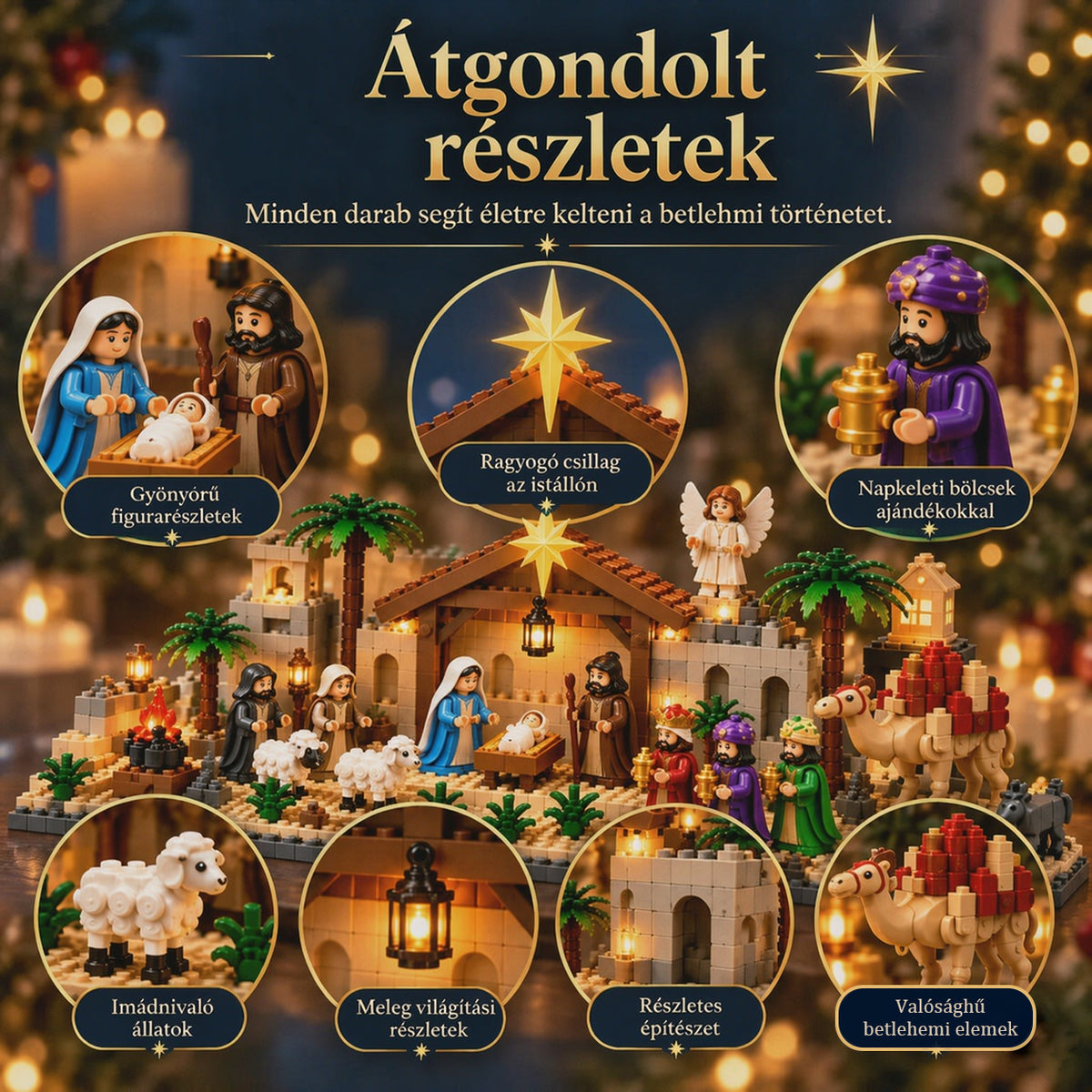 Billhol® Betlehemi adventi naptár építőkockákkal – 24 napos karácsonyi visszaszámlálás☁️