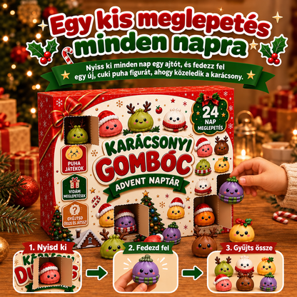 KARÁCSONYI KÜLÖNLEGESSÉG | 24 napos mini Squishy adventi naptár – minden nap egy aranyos meglepetéssel🐟️