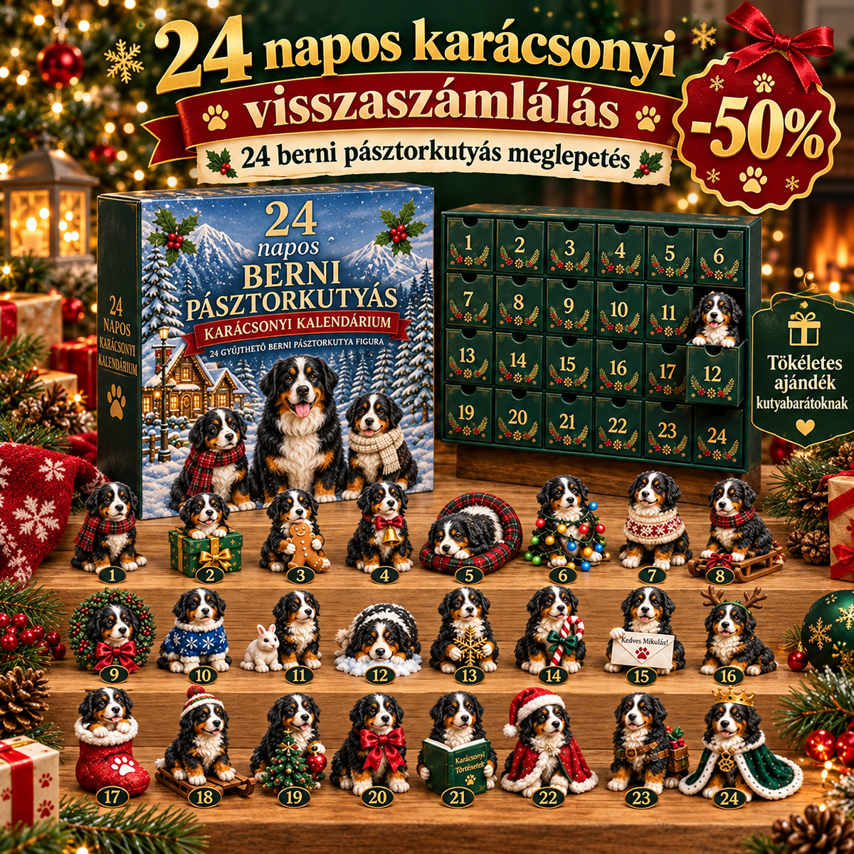 Billhol® Berni pásztorkutya adventi naptár 2026 🐶🎄 – 24 napos karácsonyi meglepetés kutyabarátoknak