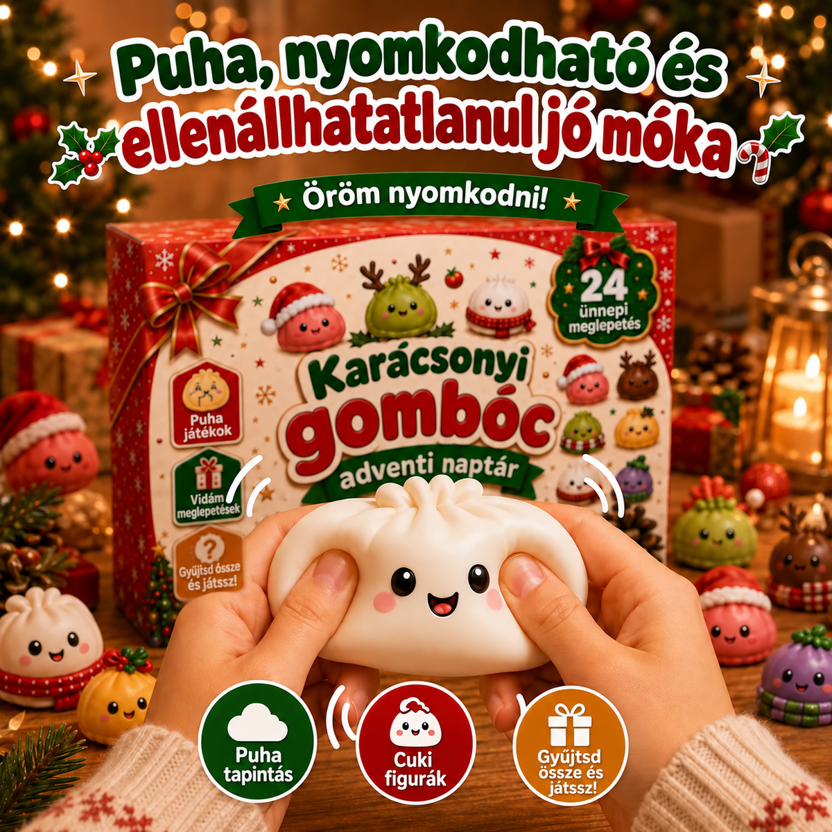 KARÁCSONYI KÜLÖNLEGESSÉG | 24 napos mini Squishy adventi naptár – minden nap egy aranyos meglepetéssel🐟️