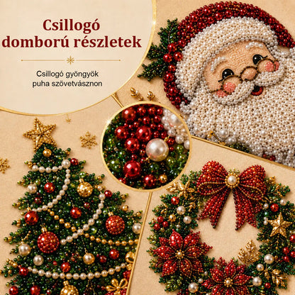 Karácsonyi gyöngyös gyémántfestő készlet kerettel – Alkoss csillogó ünnepi képet saját kezűleg! 🎅