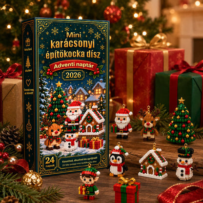 Billhol® 24 részes mini adventi naptár karácsonyi díszekkel | 24 egyedi, ünnepi minta saját kezű összeállításhoz, akasztókkal együtt – tökéletes karácsonyfák, koszorúk és ünnepi dekorációk díszítésére🍌
