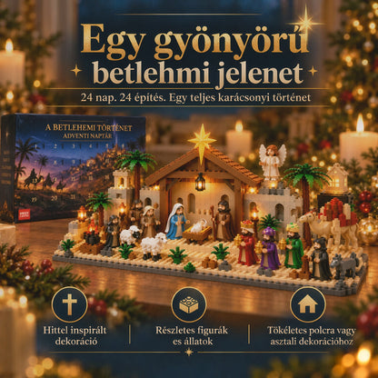 Billhol® Betlehemi adventi naptár építőkockákkal – 24 napos karácsonyi visszaszámlálás☁️