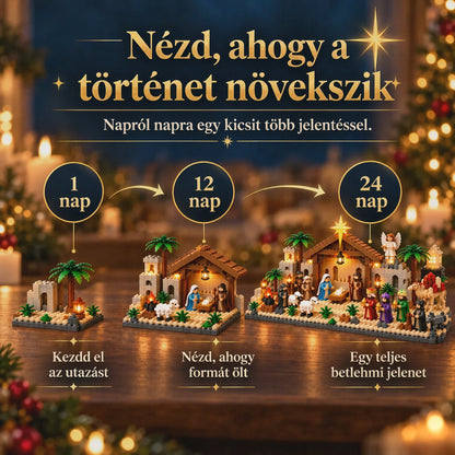 Billhol® Betlehemi adventi naptár építőkockákkal – 24 napos karácsonyi visszaszámlálás☁️