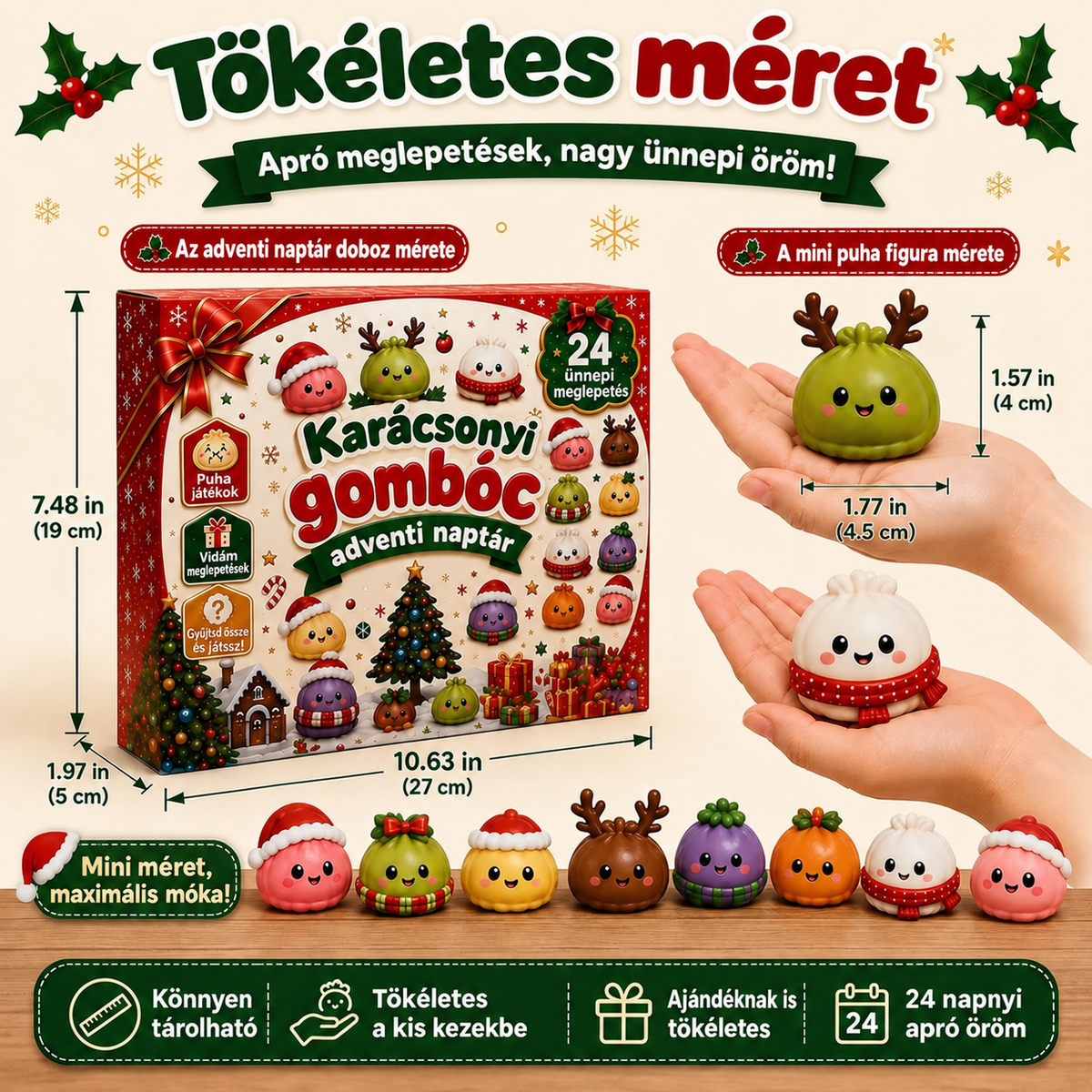 KARÁCSONYI KÜLÖNLEGESSÉG | 24 napos mini Squishy adventi naptár – minden nap egy aranyos meglepetéssel🐟️