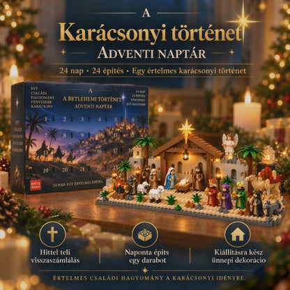 Billhol® Betlehemi adventi naptár építőkockákkal – 24 napos karácsonyi visszaszámlálás☁️
